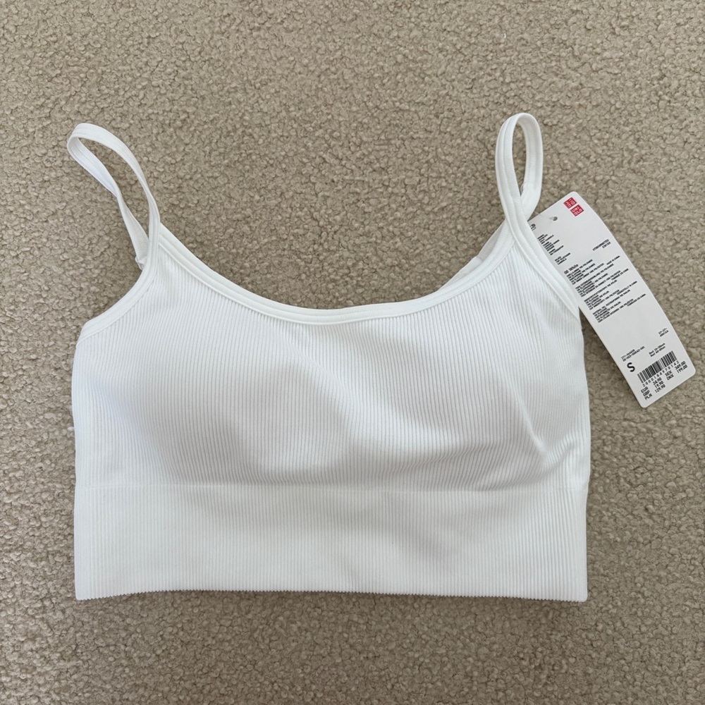 NWT Uniqlo White Ribbed Bra Top